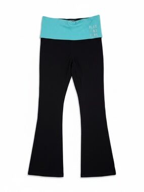 Rare Y2K Victoria's Secret PINK Foldover Flare Yoga Pants Rhinestone Logo